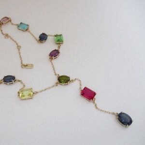 RALPH LAUREN - Gold-Tone Multicolor Stone Lariat Necklace